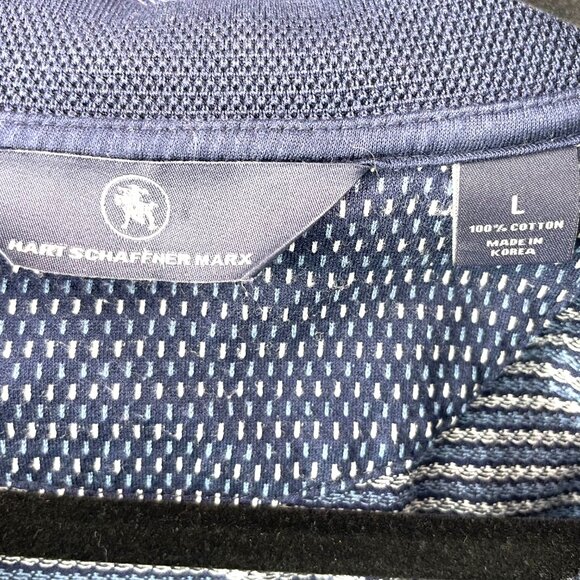 Hart Schaffner Marx Men’s Navy Patterned Polo Shirt 100% Cotton Made in Korea L - Picture 5 of 9